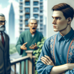 Egy komoly tekintetű kaukázusi pár mély beszélgetésbe merül, a nő érzékletesen gesztikulál, míg a férfi figyelmesen hallgatja. A háttérben egy elégede