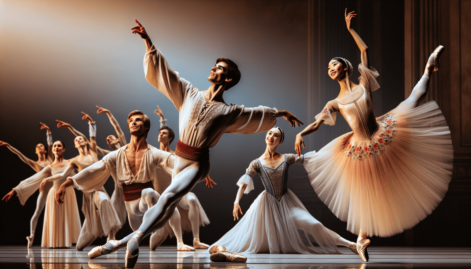 Egy vintage stílusú kép balettcipőkről, egy tuturól és egy balett rudról.