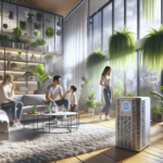 Egy otthonos, modern belső tér, ahol egy kaukázusi nő, egy ázsiai férfi és egy spanyol gyermek kölcsönhatásba lépnek egymással. A jelenetet a nagy abl