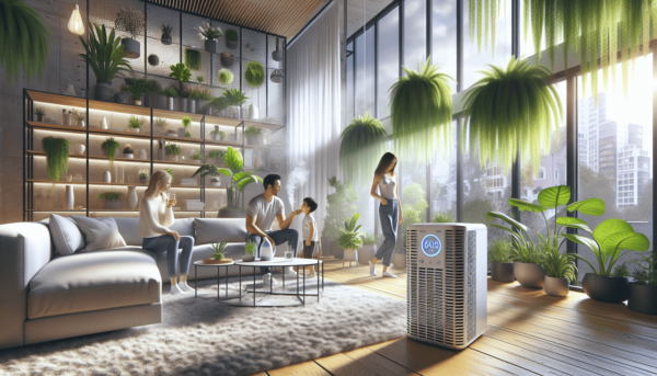 Egy otthonos, modern belső tér, ahol egy kaukázusi nő, egy ázsiai férfi és egy spanyol gyermek kölcsönhatásba lépnek egymással. A jelenetet a nagy abl