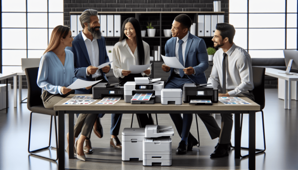 Egy négyfős sokszínű csapat, akik egy modern irodai környezetben beszélgetnek. A csoportban található egy kaukázusi nő, egy ázsiai férfi, egy fekete n