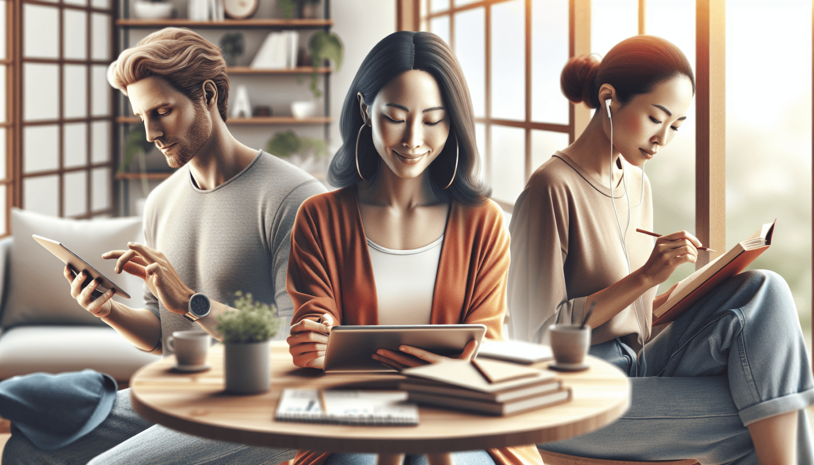 Egy változatos, háromfős csoportot ábrázol, akik közül az egyik kaukázusi, a másik hispán és a harmadik ázsiai. A csoport egy világos és hívogató szob