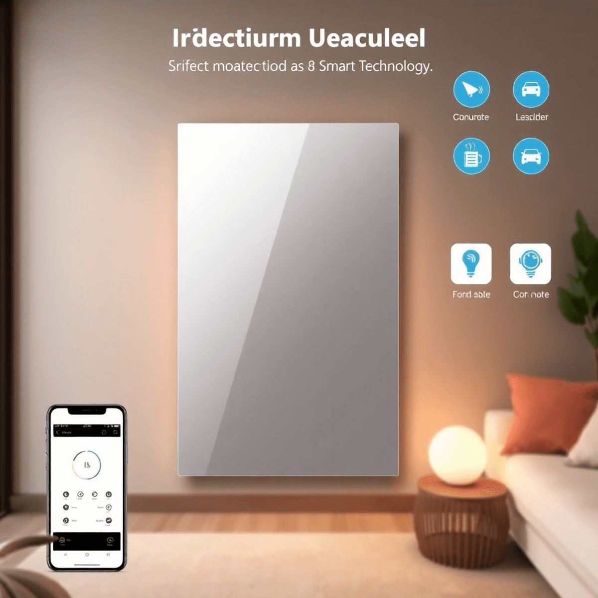 Mennyezeti infrapanel: A legújabb trend a modern fűtésben Egy modern infravörös fűtőpanel, okos technológiával, elegáns belső térben, amely kiemeli esztétikai vonzerejét és egészségügyi előnyeit.
