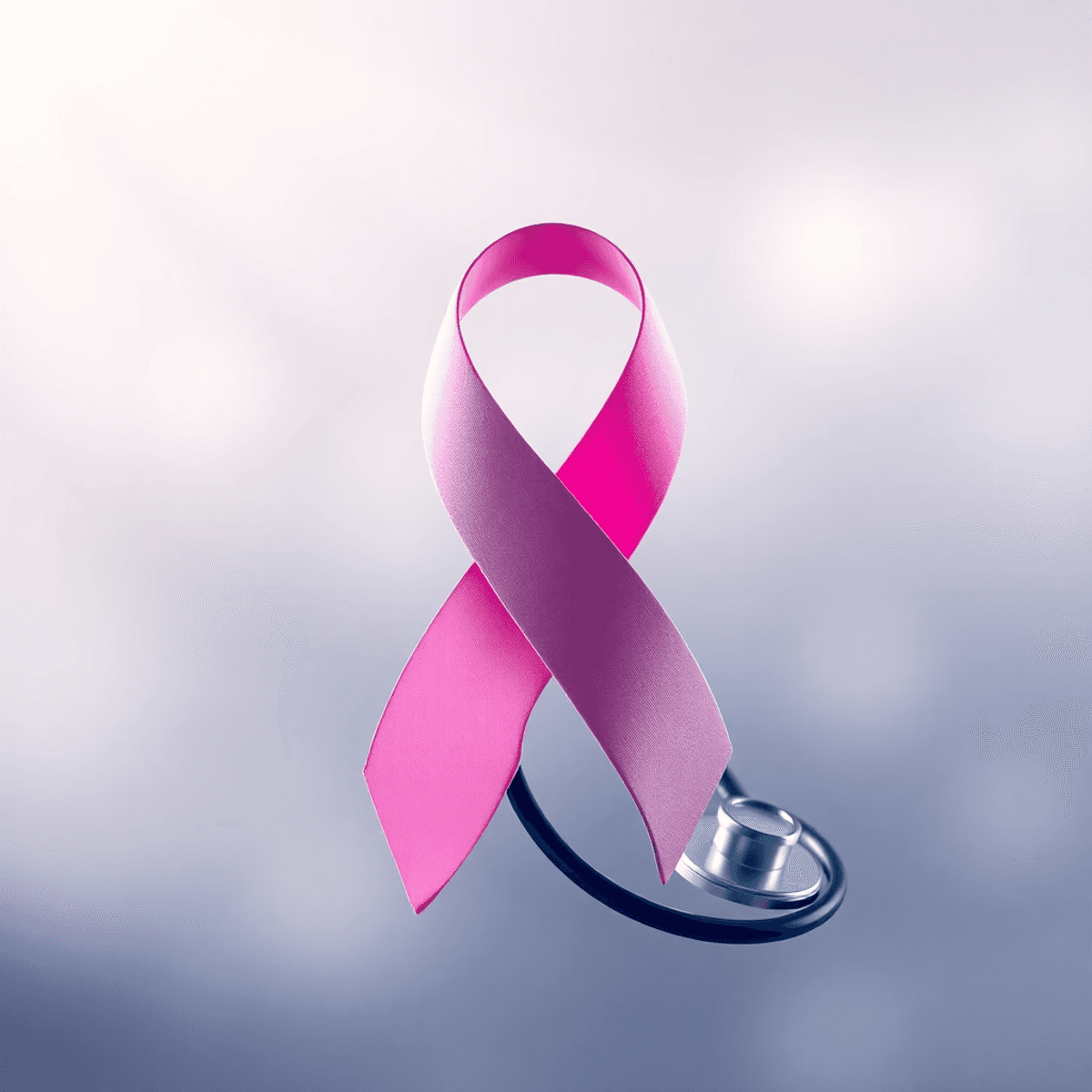 Kemoterápia: Minden, Amit Tudni Érdemes Egy rákellenes szalag és egy sztetoszkóp összefonódik, háttérben lágy színek, a reményt és az orvosi fejlődést szimbolizálva.